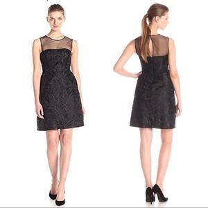 Vera Wang Illusion Embroidery Lace Black Dress